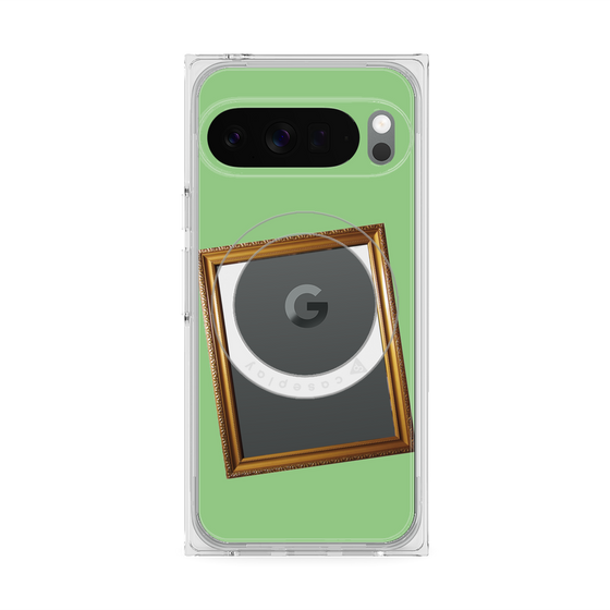 プレミアムスクエアケース with Pixelsnap［ Photo Frame - Light Green ］