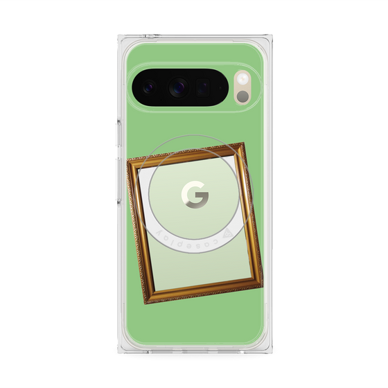 プレミアムスクエアケース with Pixelsnap［ Photo Frame - Light Green ］