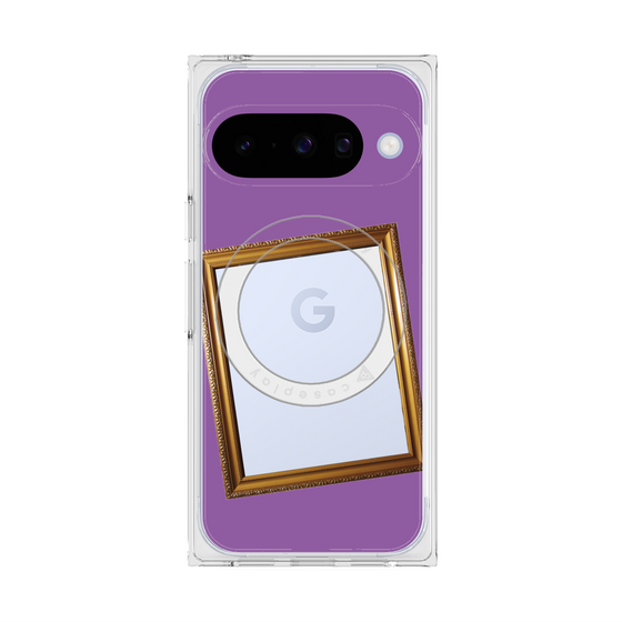 プレミアムスクエアケース with Pixelsnap［ Photo Frame - Purple ］