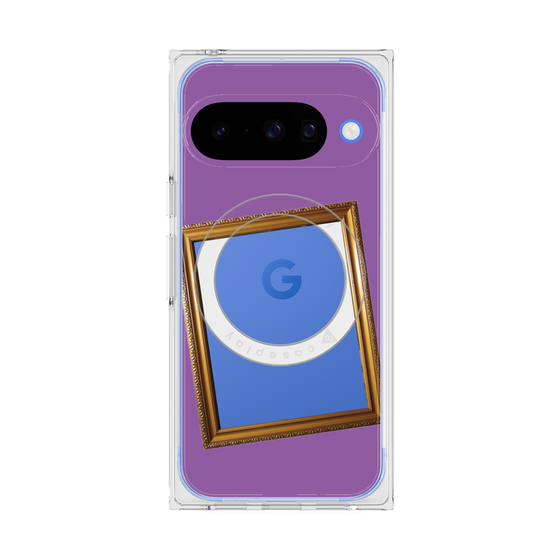 プレミアムスクエアケース with Pixelsnap［ Photo Frame - Purple ］