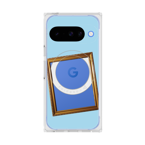 プレミアムスクエアケース with Pixelsnap［ Photo Frame - Light Blue ］