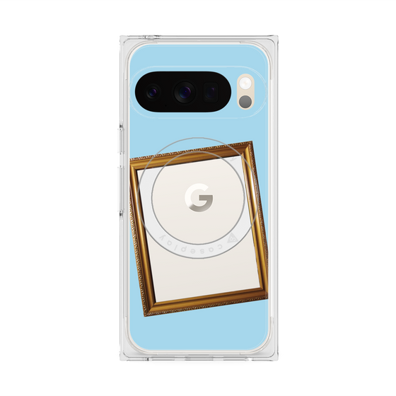 プレミアムスクエアケース with Pixelsnap［ Photo Frame - Light Blue ］
