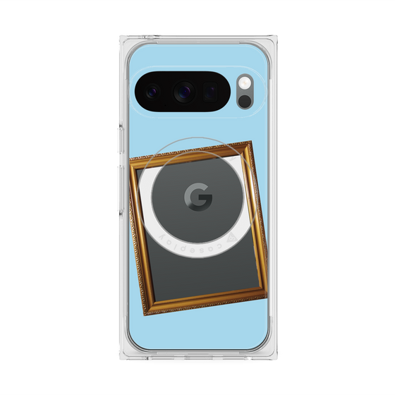 プレミアムスクエアケース with Pixelsnap［ Photo Frame - Light Blue ］