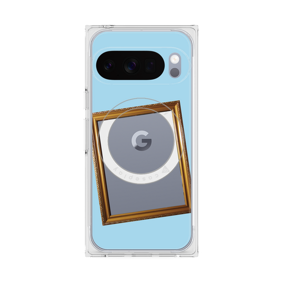 プレミアムスクエアケース with Pixelsnap［ Photo Frame - Light Blue ］