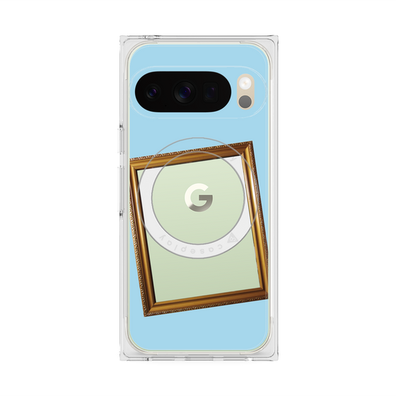 プレミアムスクエアケース with Pixelsnap［ Photo Frame - Light Blue ］