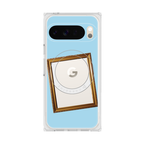 プレミアムスクエアケース with Pixelsnap［ Photo Frame - Light Blue ］