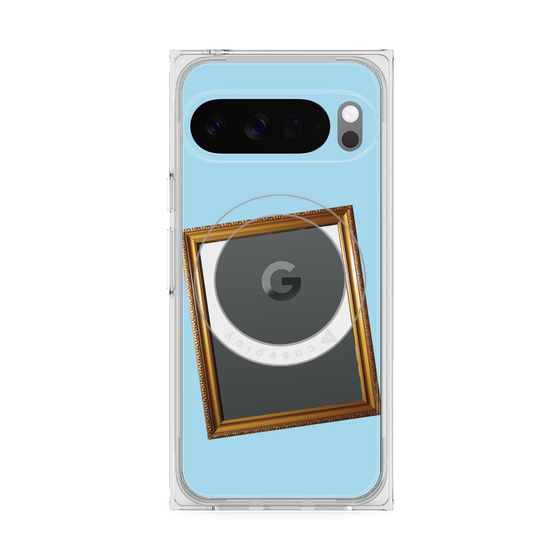 プレミアムスクエアケース with Pixelsnap［ Photo Frame - Light Blue ］