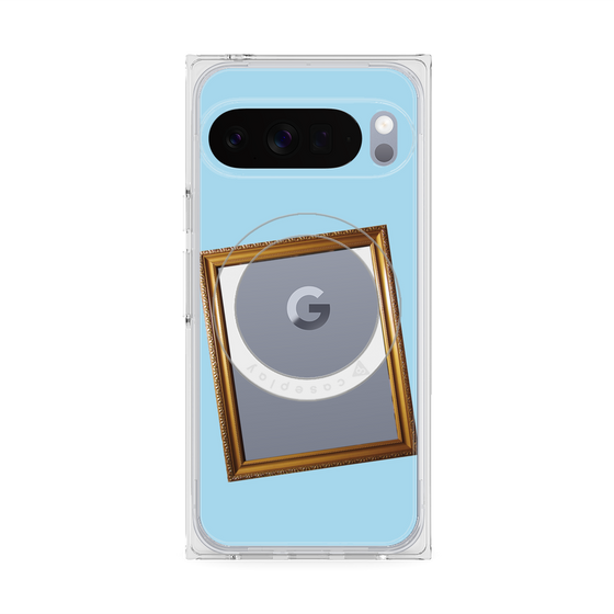 プレミアムスクエアケース with Pixelsnap［ Photo Frame - Light Blue ］