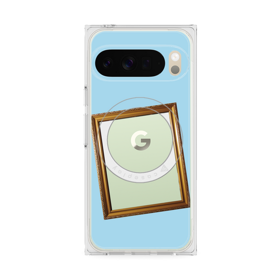 プレミアムスクエアケース with Pixelsnap［ Photo Frame - Light Blue ］