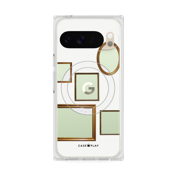 プレミアムスクエアケース with Pixelsnap［ Photo Frames - White ］