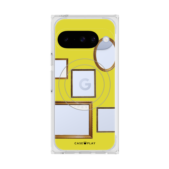 プレミアムスクエアケース with Pixelsnap［ Photo Frames - Yellow ］