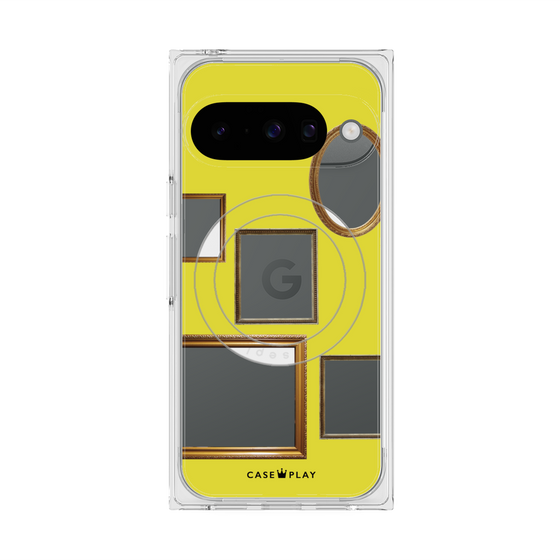 プレミアムスクエアケース with Pixelsnap［ Photo Frames - Yellow ］