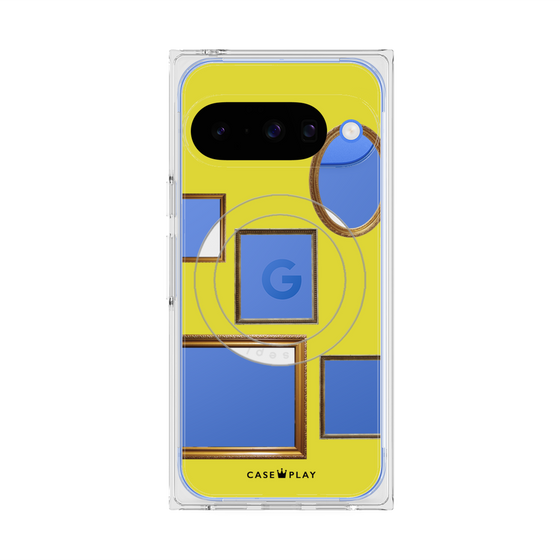 プレミアムスクエアケース with Pixelsnap［ Photo Frames - Yellow ］