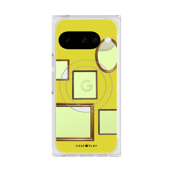 プレミアムスクエアケース with Pixelsnap［ Photo Frames - Yellow ］