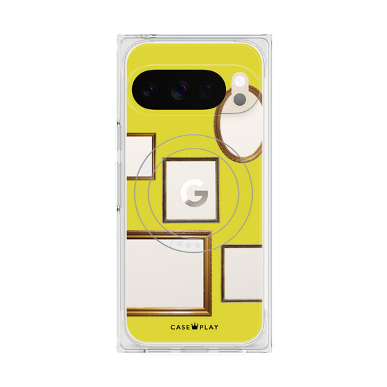プレミアムスクエアケース with Pixelsnap［ Photo Frames - Yellow ］