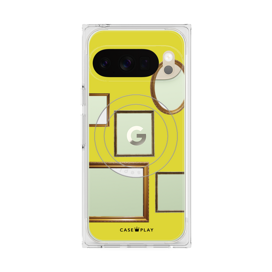 プレミアムスクエアケース with Pixelsnap［ Photo Frames - Yellow ］