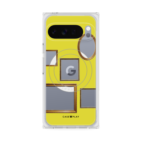 プレミアムスクエアケース with Pixelsnap［ Photo Frames - Yellow ］