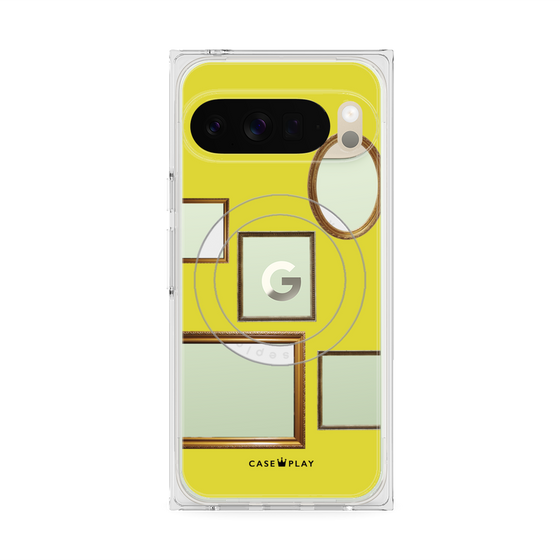 プレミアムスクエアケース with Pixelsnap［ Photo Frames - Yellow ］
