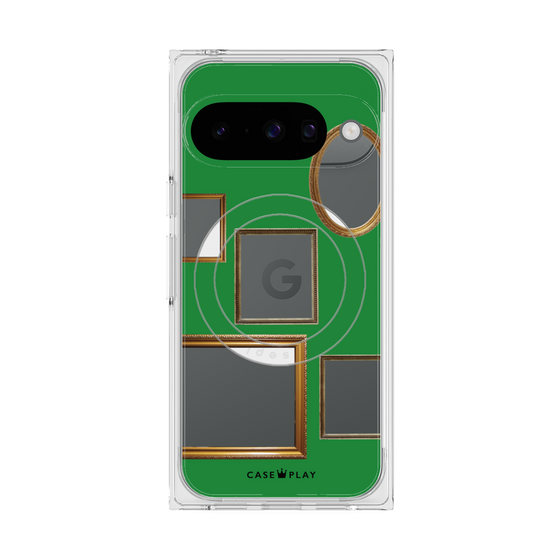 プレミアムスクエアケース with Pixelsnap［ Photo Frames - Green ］