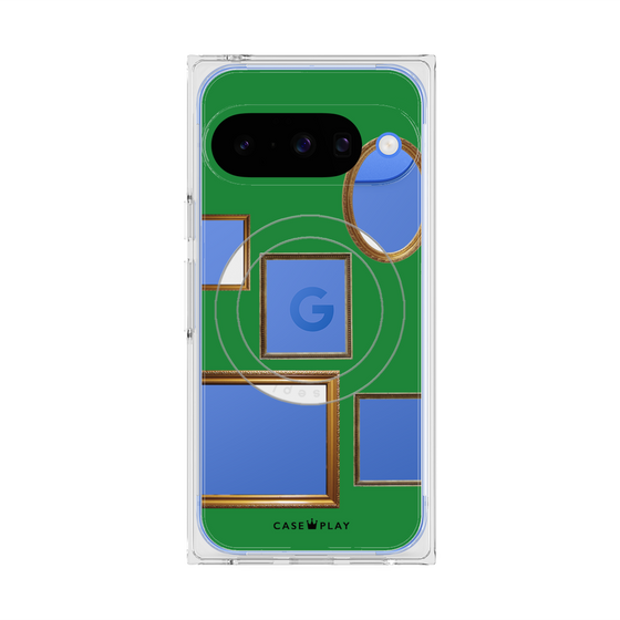 プレミアムスクエアケース with Pixelsnap［ Photo Frames - Green ］