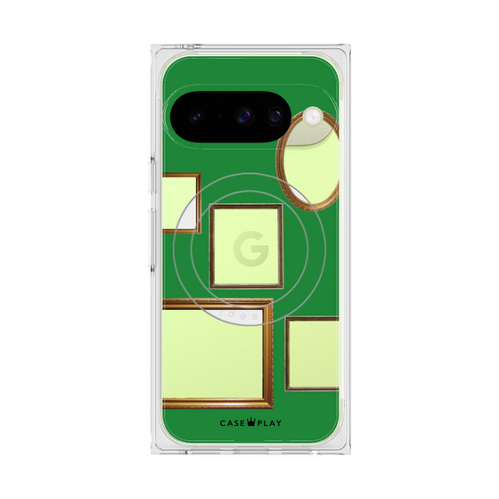 プレミアムスクエアケース with Pixelsnap［ Photo Frames - Green ］
