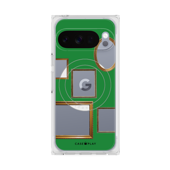 プレミアムスクエアケース with Pixelsnap［ Photo Frames - Green ］