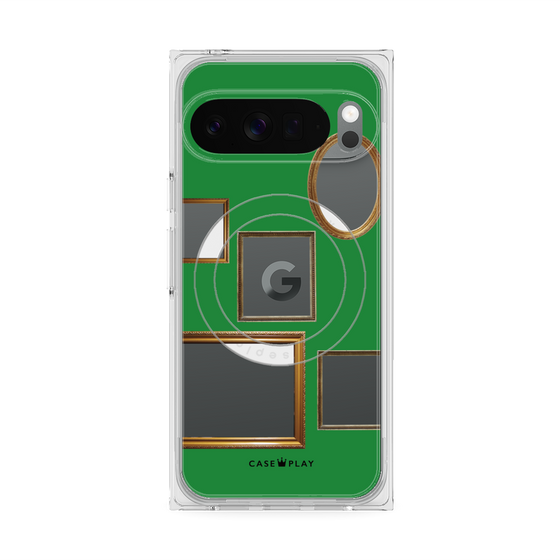 プレミアムスクエアケース with Pixelsnap［ Photo Frames - Green ］