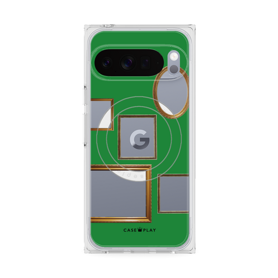 プレミアムスクエアケース with Pixelsnap［ Photo Frames - Green ］