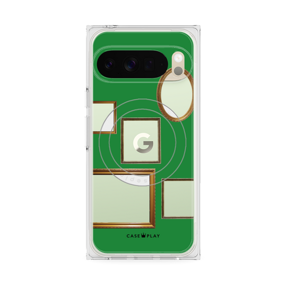 プレミアムスクエアケース with Pixelsnap［ Photo Frames - Green ］