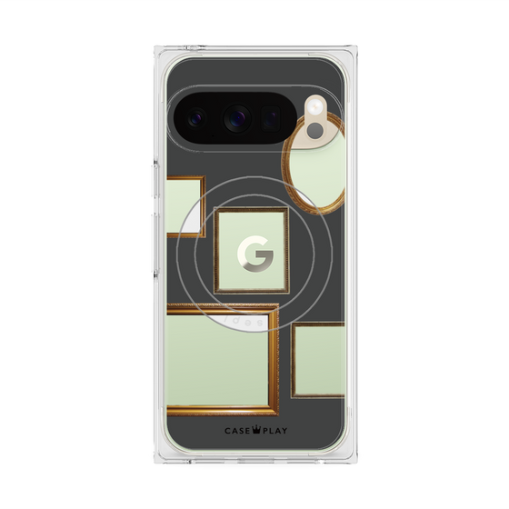 プレミアムスクエアケース with Pixelsnap［ Photo Frames - Gray ］
