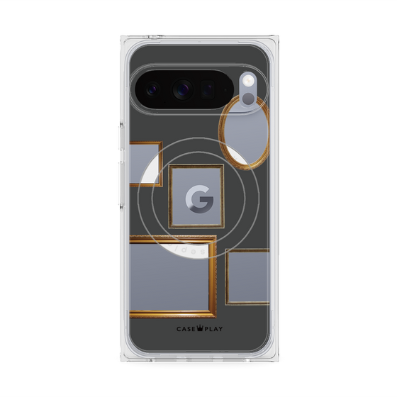 プレミアムスクエアケース with Pixelsnap［ Photo Frames - Gray ］