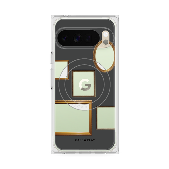 プレミアムスクエアケース with Pixelsnap［ Photo Frames - Gray ］