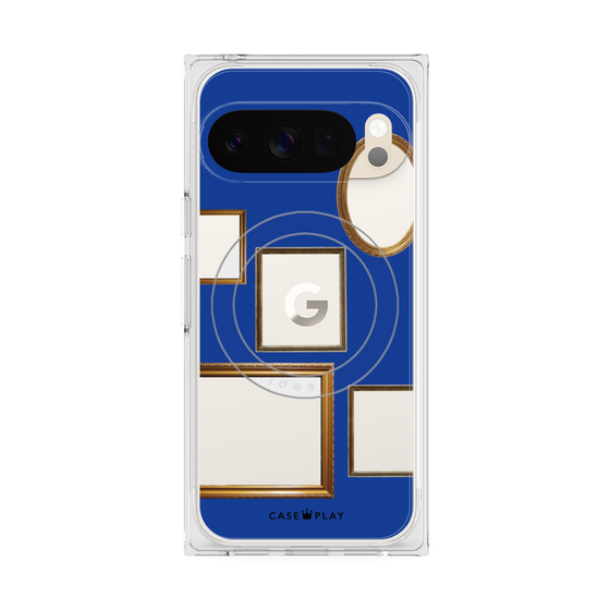 プレミアムスクエアケース with Pixelsnap［ Photo Frames - Blue ］