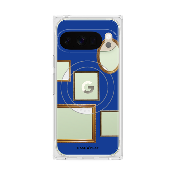 プレミアムスクエアケース with Pixelsnap［ Photo Frames - Blue ］