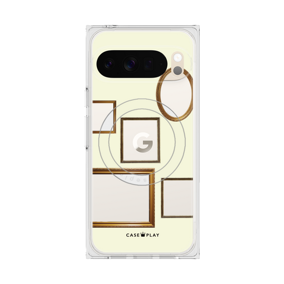 プレミアムスクエアケース with Pixelsnap［ Photo Frames - Ivory ］