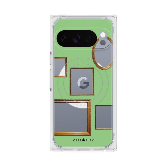 プレミアムスクエアケース with Pixelsnap［ Photo Frames - Light Green ］