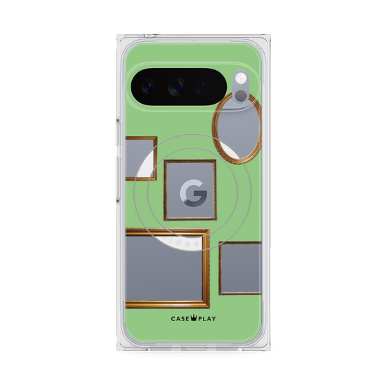 プレミアムスクエアケース with Pixelsnap［ Photo Frames - Light Green ］