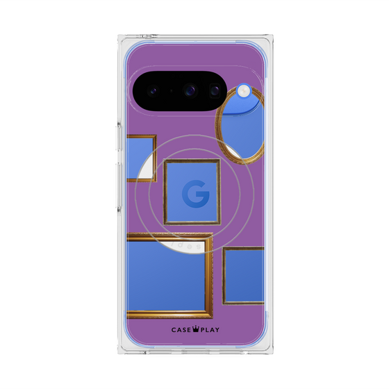 プレミアムスクエアケース with Pixelsnap［ Photo Frames - Purple ］