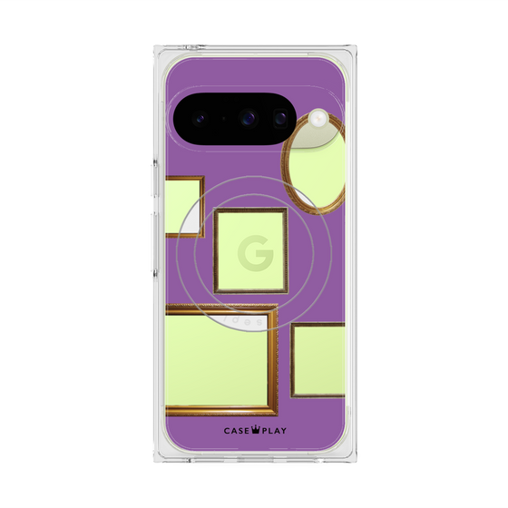 プレミアムスクエアケース with Pixelsnap［ Photo Frames - Purple ］
