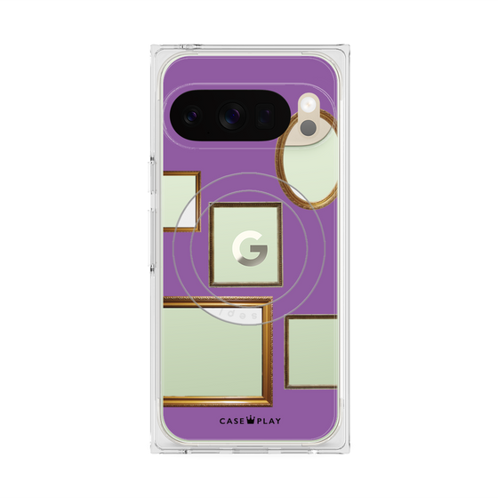 プレミアムスクエアケース with Pixelsnap［ Photo Frames - Purple ］