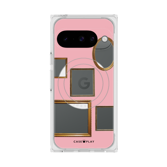 プレミアムスクエアケース with Pixelsnap［ Photo Frames - Pink ］