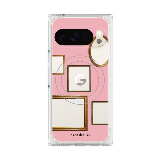 プレミアムスクエアケース with Pixelsnap［ Photo Frames - Pink ］
