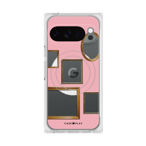 プレミアムスクエアケース with Pixelsnap［ Photo Frames - Pink ］