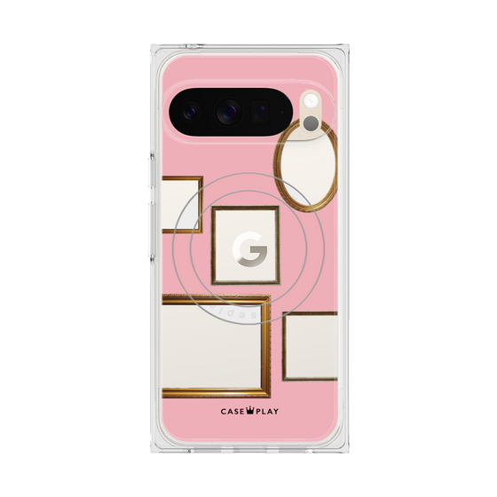 プレミアムスクエアケース with Pixelsnap［ Photo Frames - Pink ］