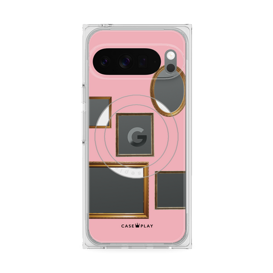 プレミアムスクエアケース with Pixelsnap［ Photo Frames - Pink ］