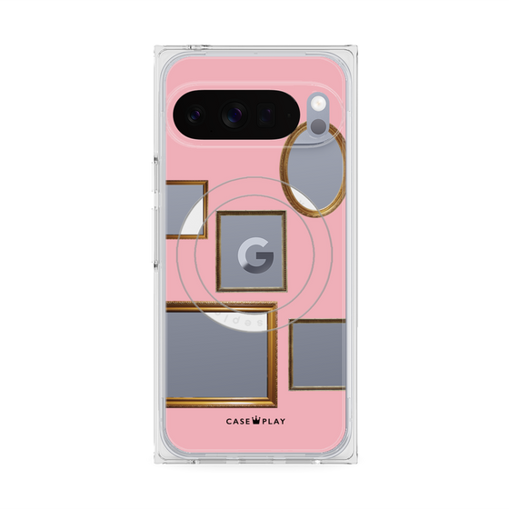 プレミアムスクエアケース with Pixelsnap［ Photo Frames - Pink ］