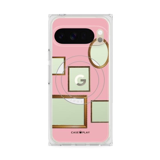 プレミアムスクエアケース with Pixelsnap［ Photo Frames - Pink ］