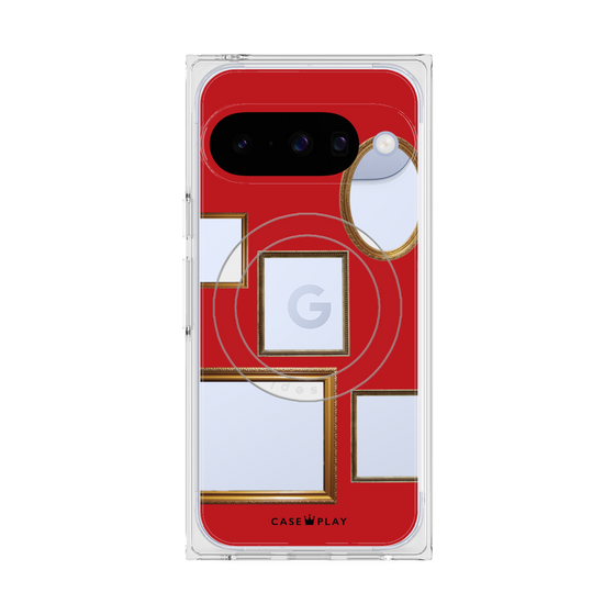 プレミアムスクエアケース with Pixelsnap［ Photo Frames - Red ］