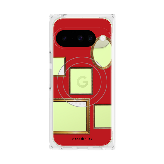 プレミアムスクエアケース with Pixelsnap［ Photo Frames - Red ］