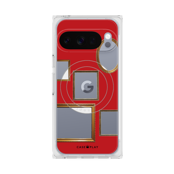 プレミアムスクエアケース with Pixelsnap［ Photo Frames - Red ］